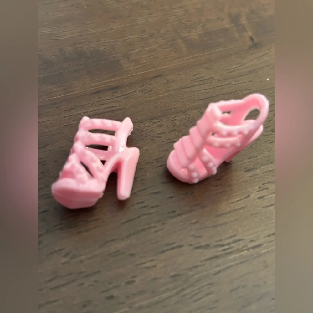 9 pairs of Barbie Doll Shoes Pink Purple Red‎ Green Orange Open Toe Ballet Heels